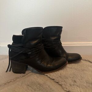 Freebird Black Leather Ankle Booties